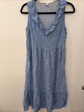 Old Navy Blue Floral Ruffled V-Neck Midi Dress
